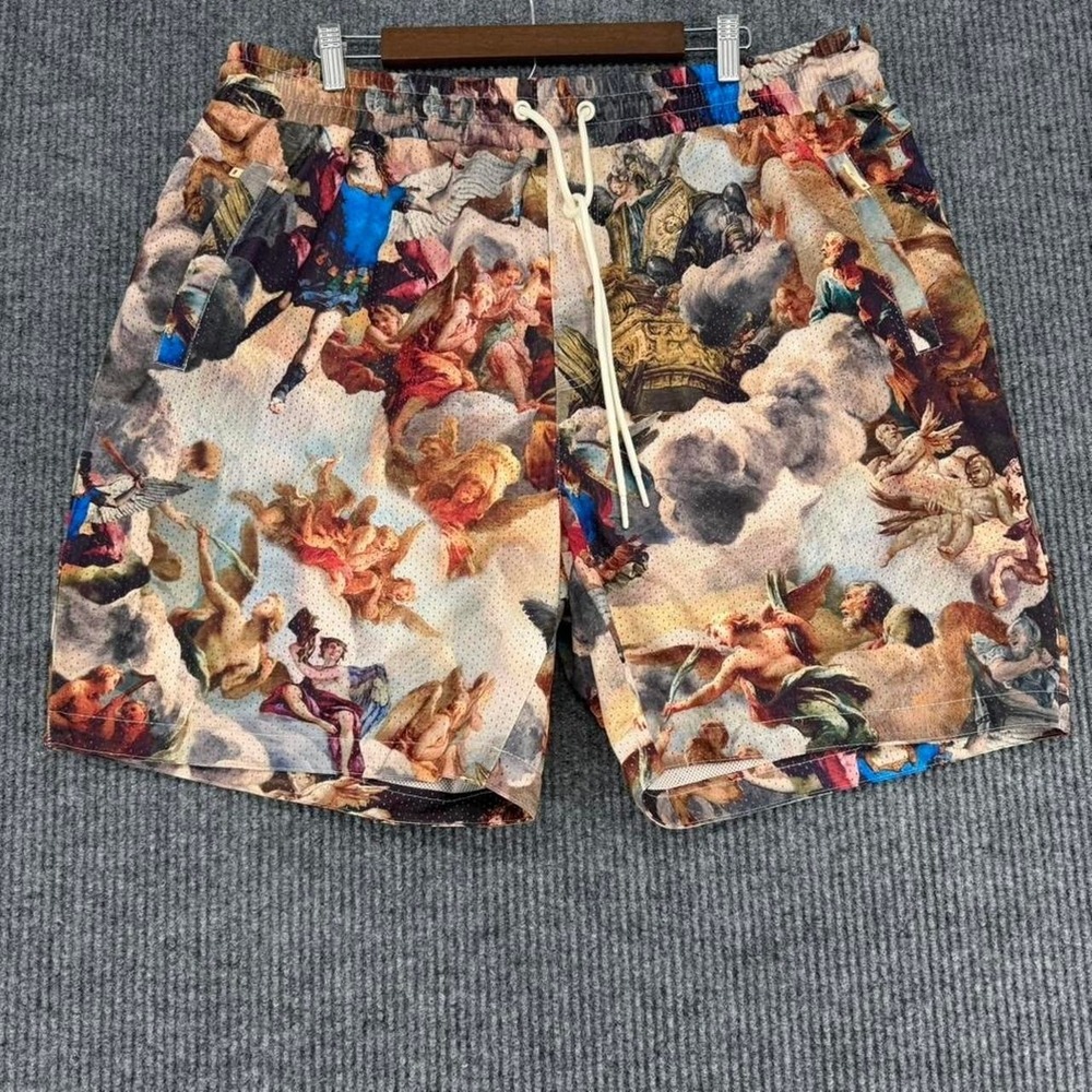 Rebel Minds shorts men's 3XL Renaissance cherub angel art mesh drawstring
